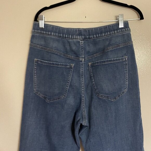 Express Womn 8 Medium Wash Luxe Comfort Knit Stretch Super High Rise Jogger Jean - Picture 8 of 11